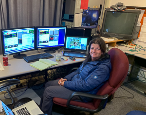 Dr. Smith observing at the Infrared Telescope Facility.